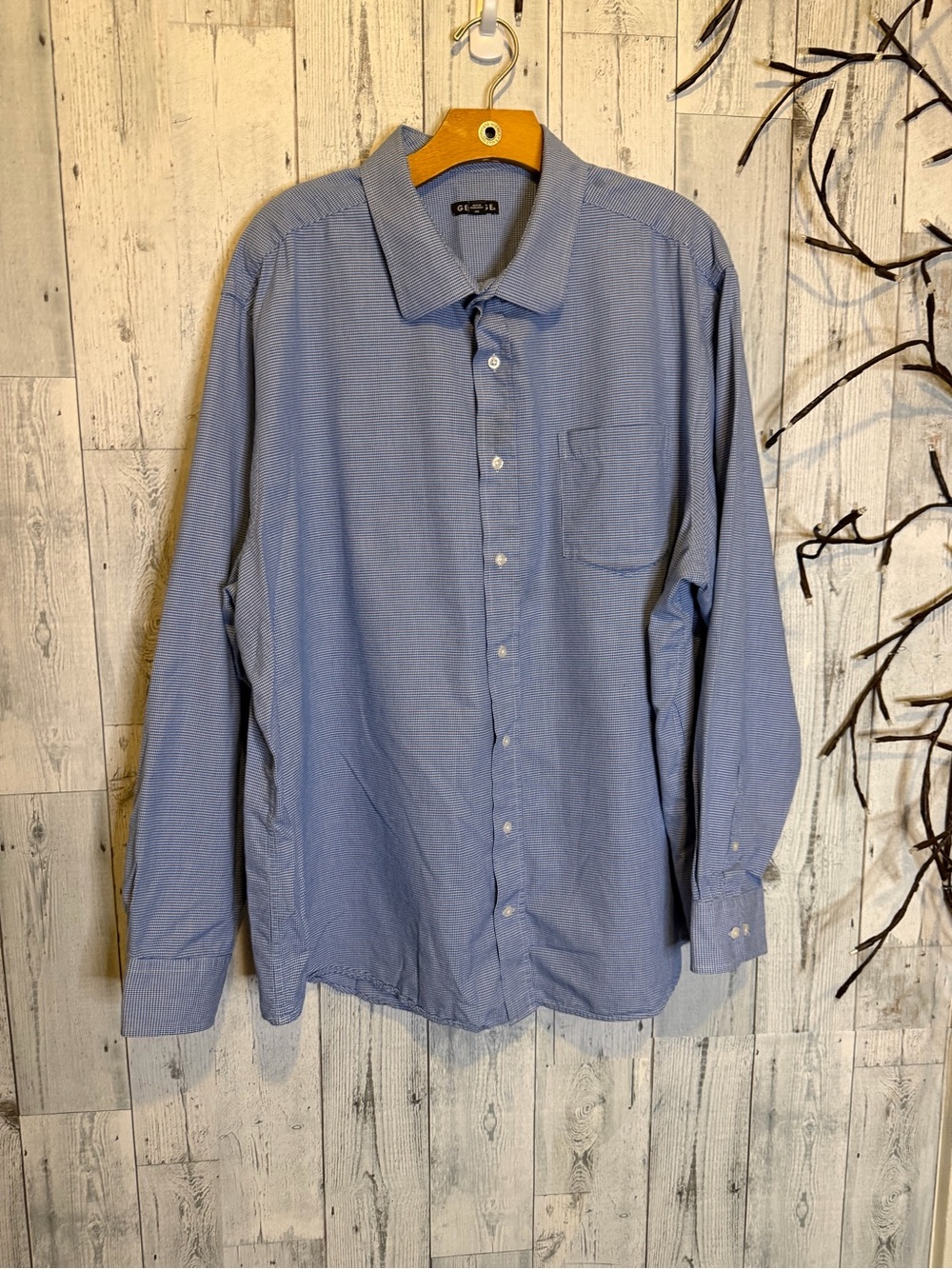 George Light Blue Long-Sleeve Button-Up Dress Shirt Sz 3X